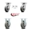 Service Caster 6 Inch Kingpinless Thermoplastic Rubber Wheel Caster Swivel Locks 2 Rigid, 2PK SCC-KP30S620-TPRRD-BSL-2-R-2 - alternate 3